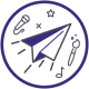 GLSEN's participate icon. An image of a paper airplane with musical notes and microphones.